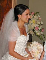 Monique Lhuillier Daisy Wedding Dress Lace Strapless Beaded Floral Applique Tiered A Line Close Up