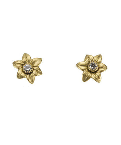Gold & Crystal Flower Earrings