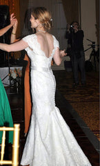 bliss monique lhuillier scoop neck mermaid lace wedding dress cap sleeve back wide