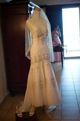 Lazaro Dropped Waist Beaded Mermaid Wedding Dress