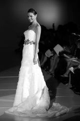 Enzoani Strapless Organza Faye Tiered Wedding Dress Side Wide