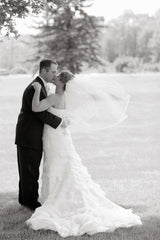 Enzoani Strapless Organza Faye Tiered Wedding Dress Side Wide