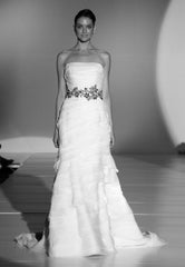 Enzoani Strapless Organza Faye Tiered Wedding Dress Front Wide