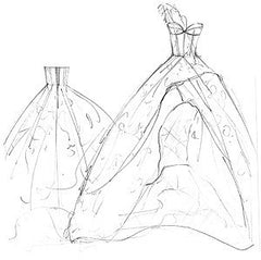 Vera Wang 'Freida' Painted Organza Dress sketch