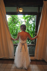 Monique Lhuillier 'Lulu' Tea Length Wedding Dress Back Wide
