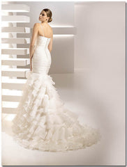 Pronovias Galante V-neck Textured Trumpet Wedding Dress