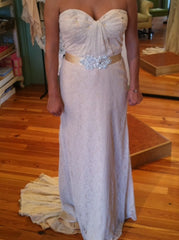 Ivy & Aster Violet Strapless Wedding Gown Front Wide Antique