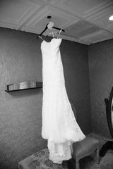 Monique Lhuillier Emma Lace Sweetheart Fit & Flare Wedding Dress Hanging