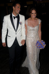 Manuel Mota Ventura Cap Sleeve Beaded Wedding Dress