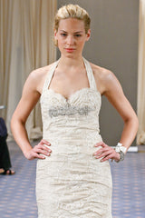 Ines Di Santo Halter Lace Layla Wedding Dress Crystal Sweetheart Front Close Up