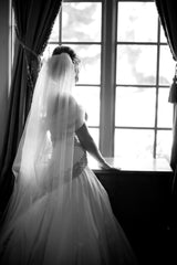 Kenneth Pool
Alecon
Silk Gown
fit-to-flare
tulle sleeves
lace
wedding dress
side