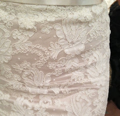 custom lace wedding dress sweetheart fitted champagne ivory 