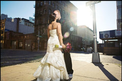 Lazaro Fit & Flare Beaded & Embroidered Trumpet Satin Back Wide