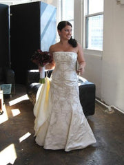 Lazaro Fit & Flare Beaded & Embroidered Trumpet Satin Front Wide