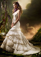 Lazaro Style 3006 Victorian Lace A line Wedding Dress Side Wide