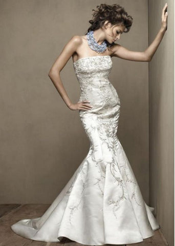 Lazaro Beaded & Embroidered Trumpet Wedding Dress