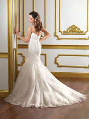 Mori Lee
Style 1807
Strapless
Mermaid 
White
Lace
Tulle
Empire waist
Wedding Dress
Back/side