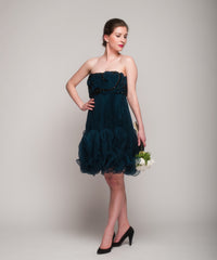 Marchesa
Teal
Knife Pleated
Short Dress
Ruffles
Side Wide