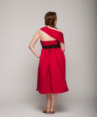 Prabal Gurung
Silk Faille
Red
Draped 
One Sleeve
Back Wide