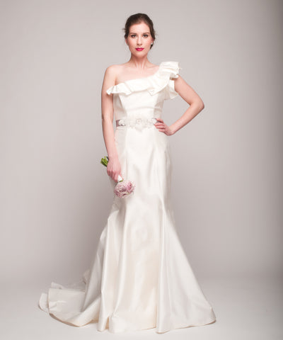 Romona Keveza One Shoulder Fit-N-Flare Gown