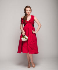 Prabal Gurung
Silk Faille
Red
Draped 
One Sleeve
Front Wide