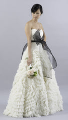 Vera Wang Eleanor Feather Tulle Floral Dress front with bow