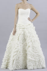 Vera Wang Eleanor Feather Tulle Floral Dress front without bow