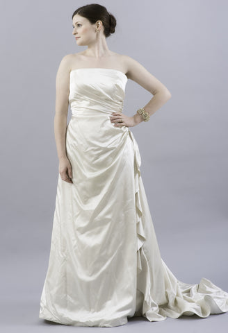 Judd Waddell A-Line Silk Satin Dress With Ruffle