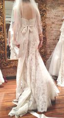 custom lace wedding dress sweetheart fitted champagne ivory back