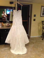 Priscilla of Boston 'Mischa' Fit to Flare Wedding Dress Hanging Back