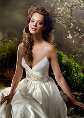 Lazaro Silk Shantung Ball Gown Wedding Dress