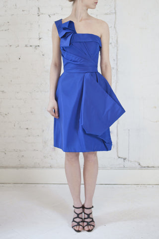 Oscar de la Renta Silk Faille Cobalt Party Dress
