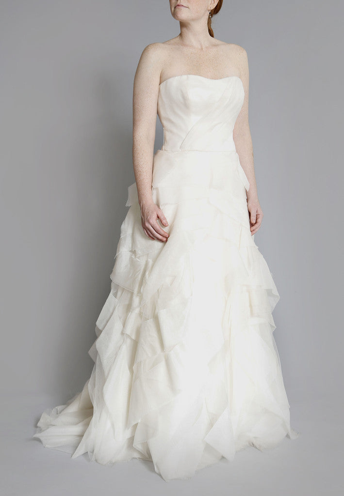 white by vera wang organza high low wedding dress Vera Wang: Cela Camellia Wedding Gown | Bridal Store