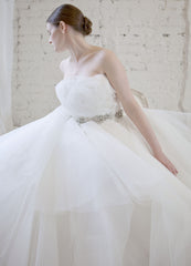 Marchesa
Tulle
Silk
Rosette
Ball Gown
Wedding Dress swirling around