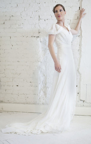Alberta Ferretti Silk & Lace Grecian Wedding Dress