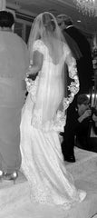 bliss monique lhuillier scoop neck mermaid lace wedding dress cap sleeve back wide