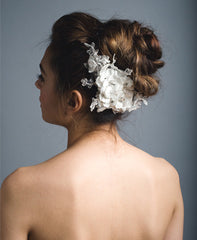 Suzy O'Rourke
Petit Petal
Headpiece
Satin & Lace
Floral 
Beaded
Back Wide
