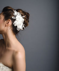 Suzy O'Rourke
Petit Petal
Headpiece
Satin & Lace
Floral 
Beaded
Side Wide
