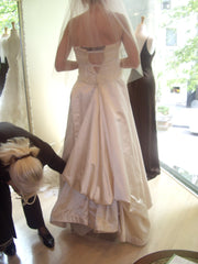 Peter Langner Dolem Custom Satin Strapless Wedding Dress Back Wide