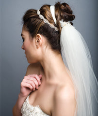 Lenora Veil
Hair piece
Swarovski Crystal
Pearl
Tulle
Hushed Commotion
Side Wide