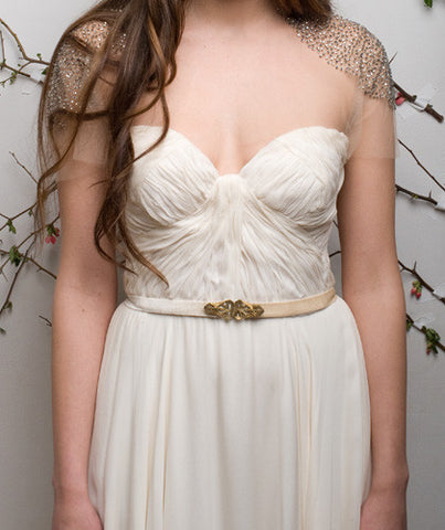 Champagne Velvet Gold Buckle Belt