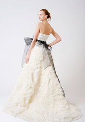 Vera Wang 'Eleanor' Feather Tulle Floral Dress