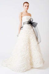 Vera Wang 'Eleanor' Feather Tulle Floral Dress