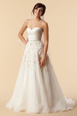 Watters Lasara Floral Strapless Wedding Dress